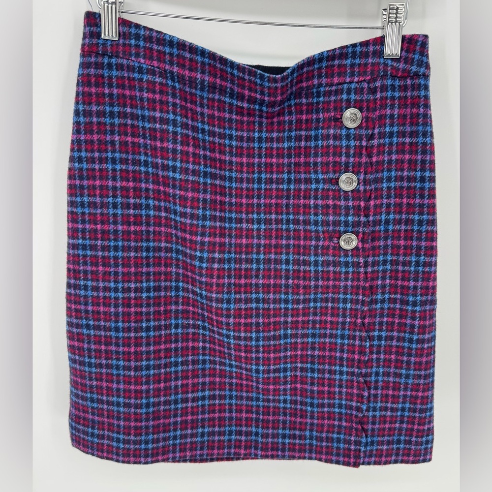 Talbots Petite Preppy Plaid Wool Blend Mini Skirt